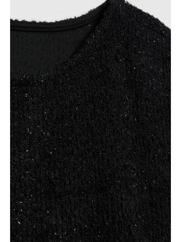 Moodo Лъскав топ с къс ръкав черен Moodo