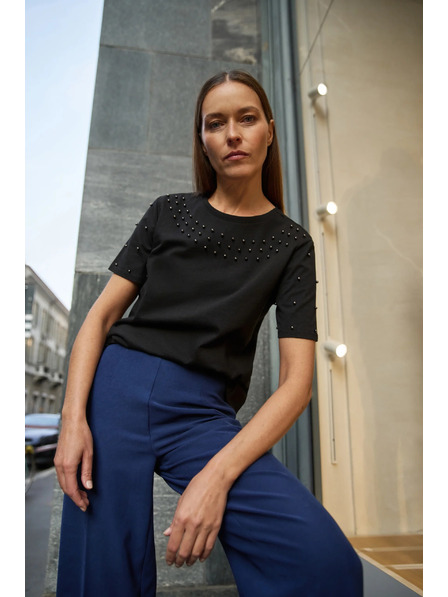 Moodo Черна тениска с мъниста Moodo