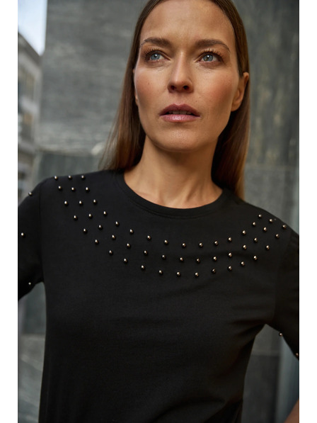 Moodo Черна тениска с мъниста Moodo