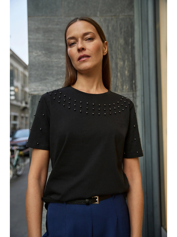 Moodo Черна тениска с мъниста Moodo