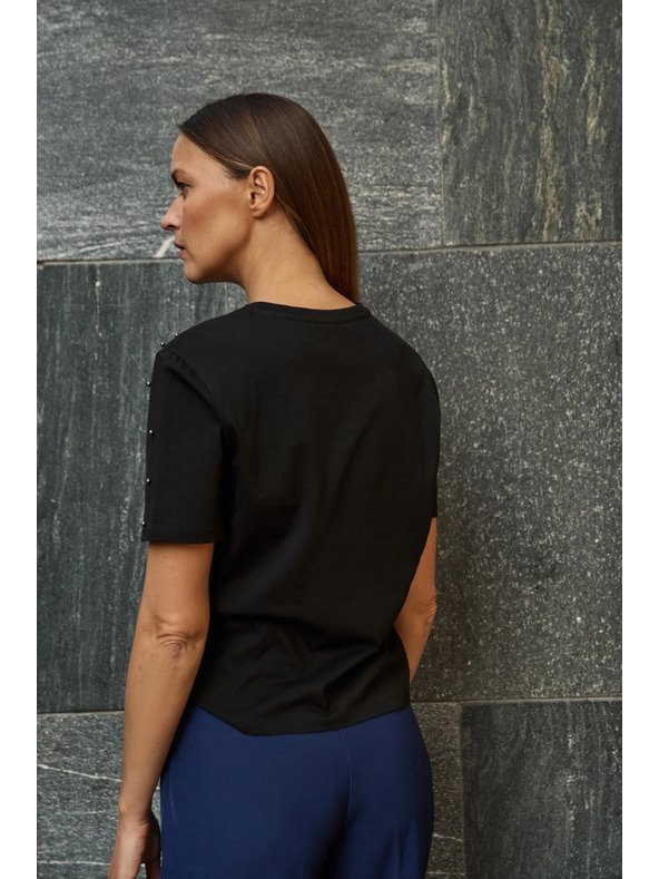 Moodo Черна тениска с мъниста Moodo