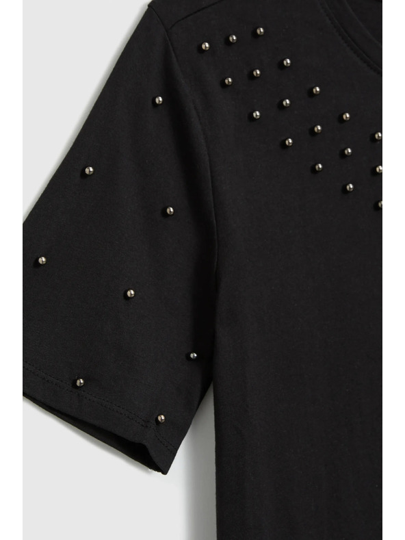 Moodo Черна тениска с мъниста Moodo