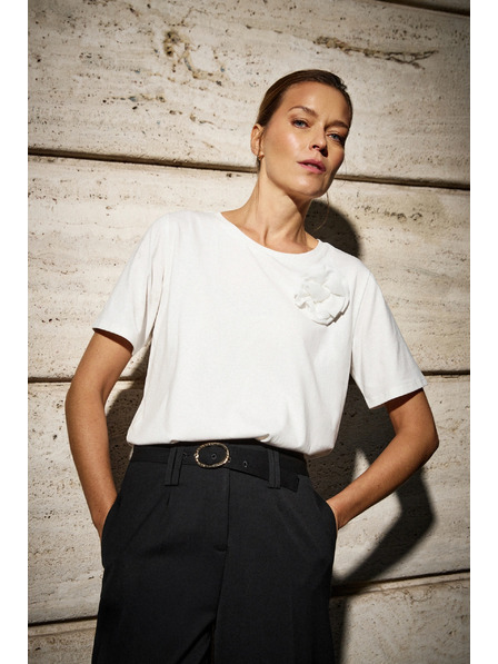 Moodo Бяла тениска с цветен мотив Moodo