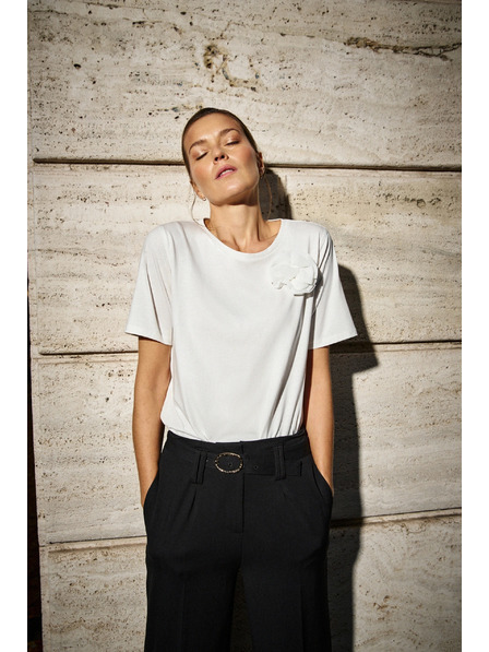 Moodo Бяла тениска с цветен мотив Moodo