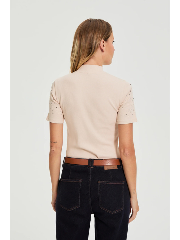 Moodo Бежова блуза с джобове Moodo