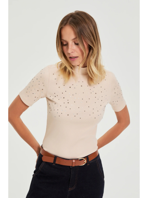 Moodo Бежова блуза с джобове Moodo