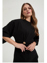 Moodo Памучна блуза с декоративно копче черна Moodo