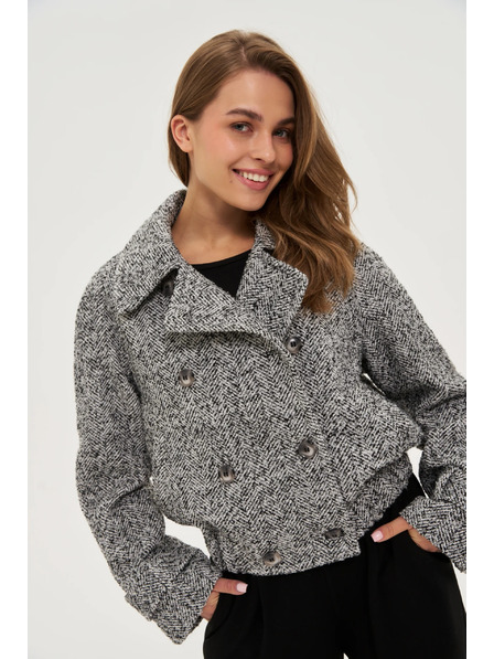 Moodo Късо черно-бяло палто Moodo