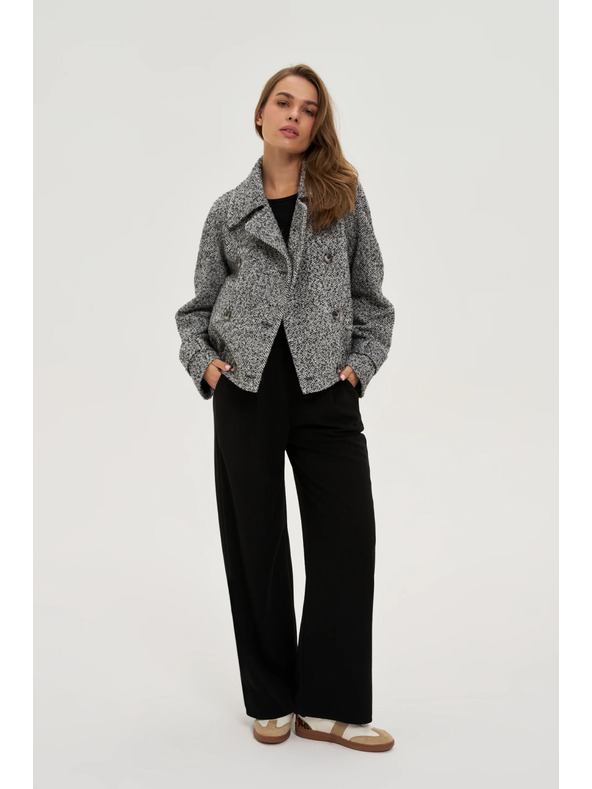 Moodo Късо черно-бяло палто Moodo