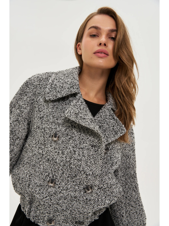 Moodo Късо черно-бяло палто Moodo