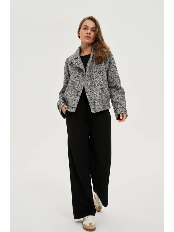 Moodo Късо черно-бяло палто Moodo