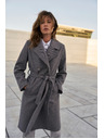 Moodo Палто с колан сиво Moodo