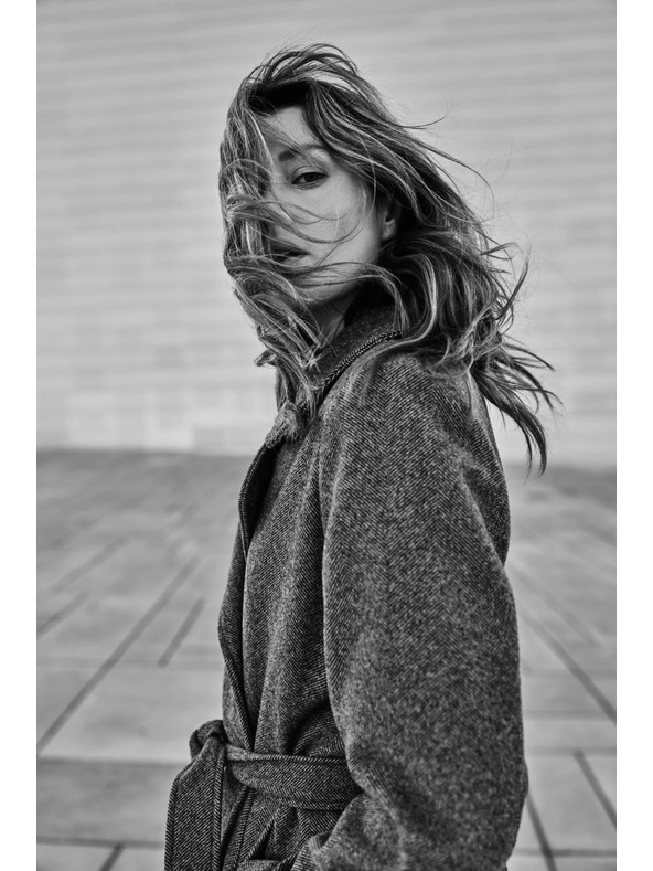 Moodo Палто с колан сиво Moodo