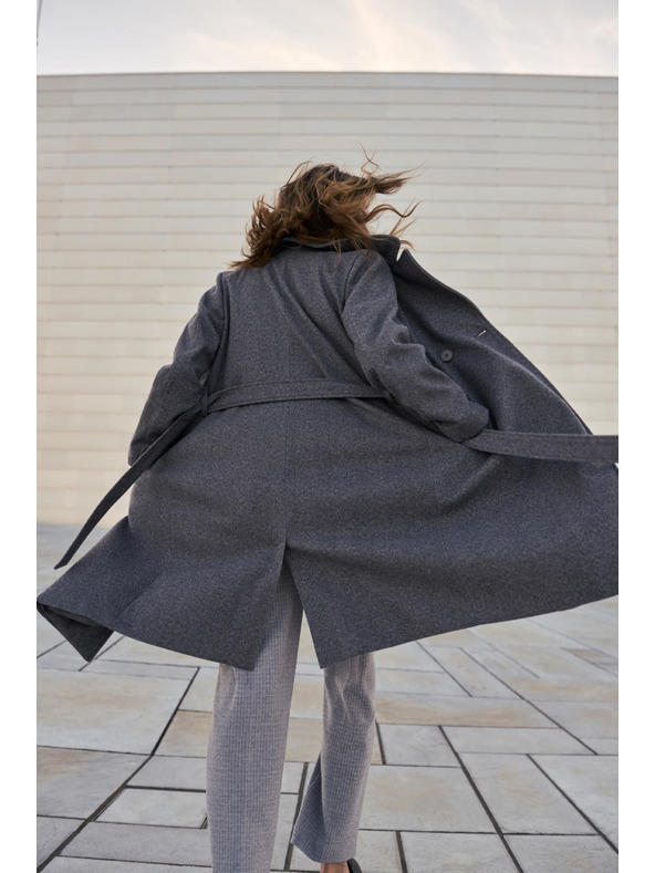 Moodo Палто с колан сиво Moodo