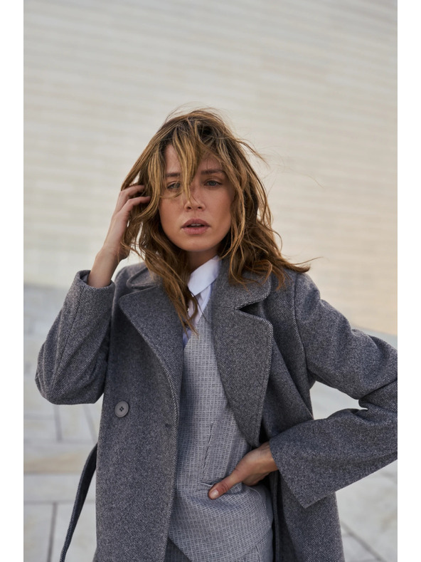 Moodo Палто с колан сиво Moodo