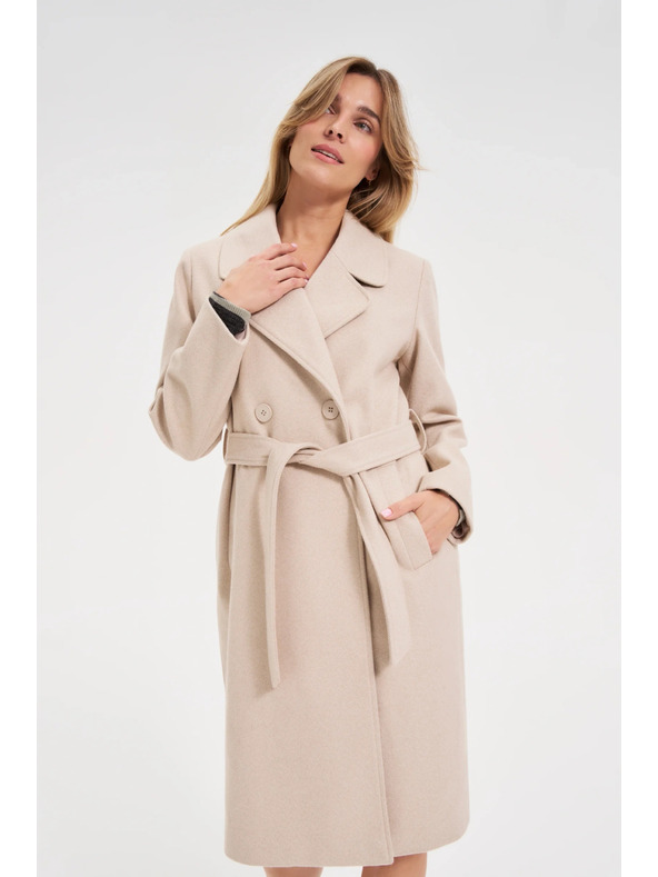 Moodo Палто с колан бежово Moodo