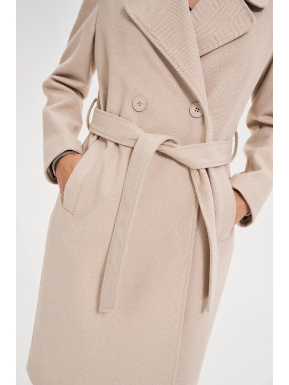 Moodo Палто с колан бежово Moodo