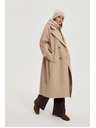 Moodo Дълго палто с качулка бежово Moodo