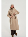 Moodo Дълго палто с качулка бежово Moodo