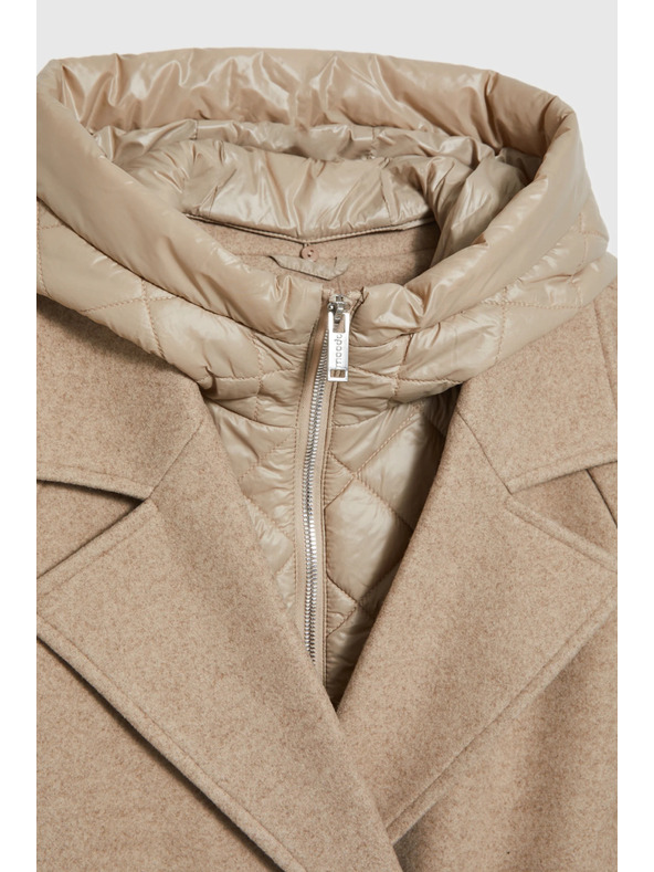 Moodo Дълго палто с качулка бежово Moodo