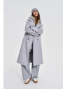 Moodo Дълго палто с качулка сиво Moodo