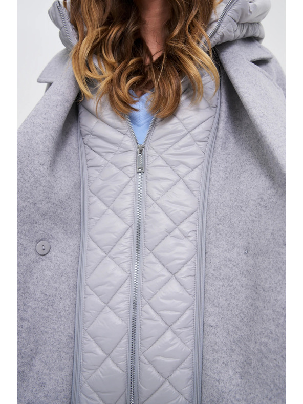 Moodo Дълго палто с качулка сиво Moodo