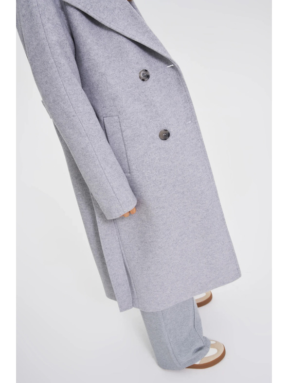 Moodo Дълго палто с качулка сиво Moodo