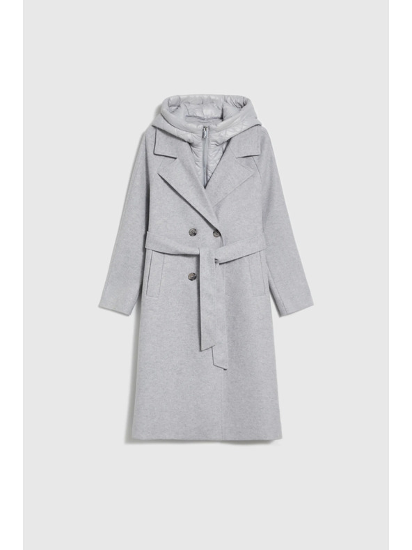 Moodo Дълго палто с качулка сиво Moodo