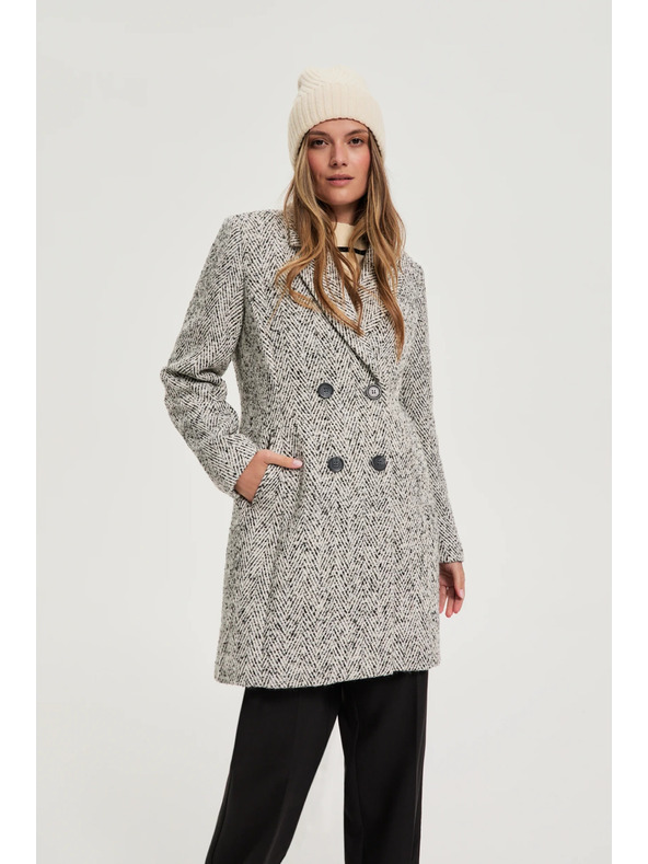 Moodo Палто рибена кост сиво Moodo