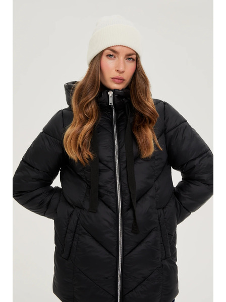 Moodo Подплатено яке с качулка черно Moodo