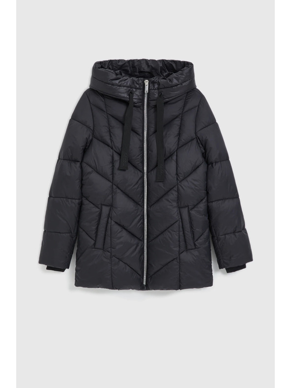 Moodo Подплатено яке с качулка черно Moodo