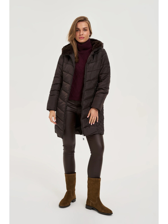 Moodo Яке с подплатена качулка кафяво Moodo