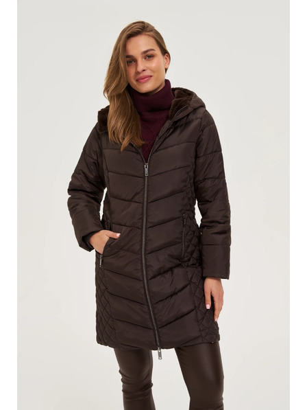 Moodo Яке с подплатена качулка кафяво Moodo