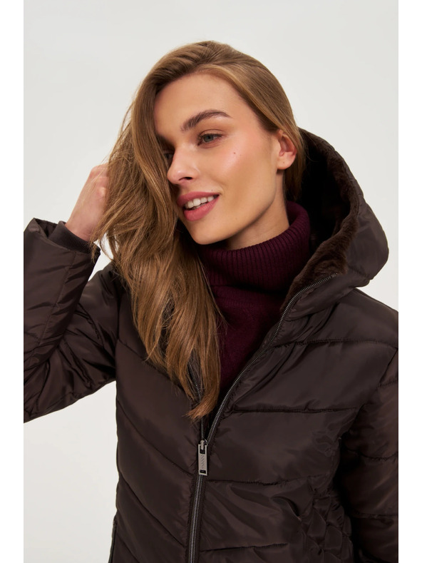 Moodo Яке с подплатена качулка кафяво Moodo