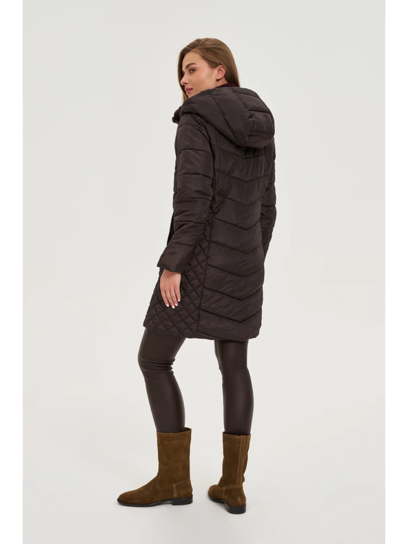 Moodo Яке с подплатена качулка кафяво Moodo