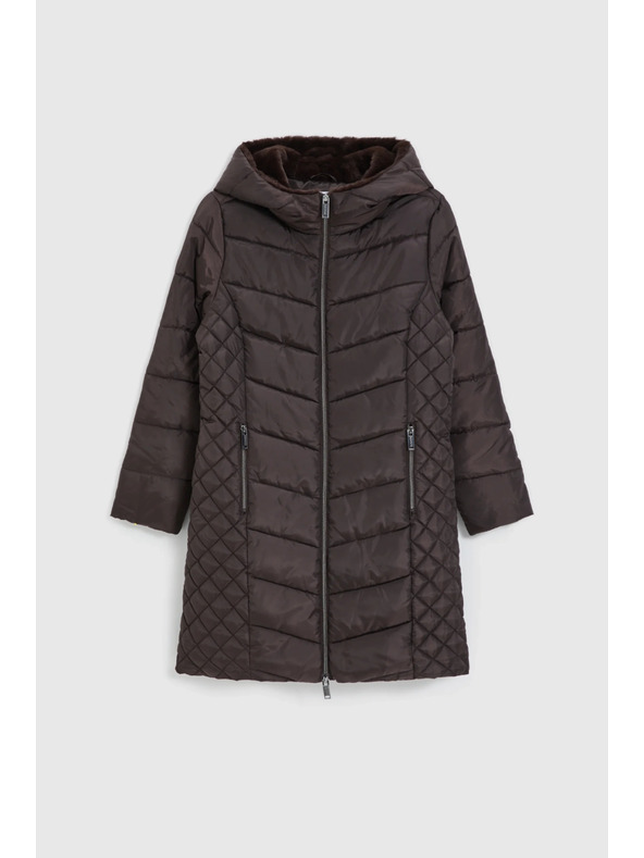 Moodo Яке с подплатена качулка кафяво Moodo