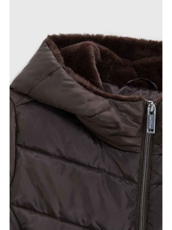 Moodo Яке с подплатена качулка кафяво Moodo