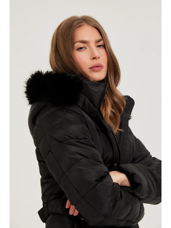 Moodo Дълго яке с качулка черно Moodo