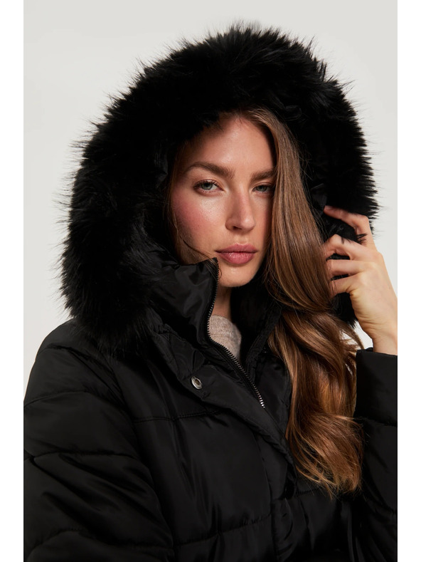 Moodo Дълго яке с качулка черно Moodo