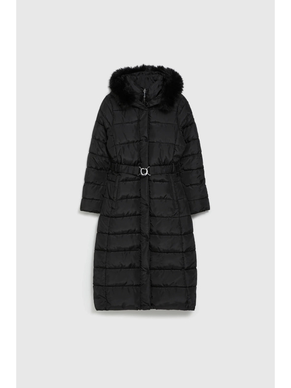 Moodo Дълго яке с качулка черно Moodo