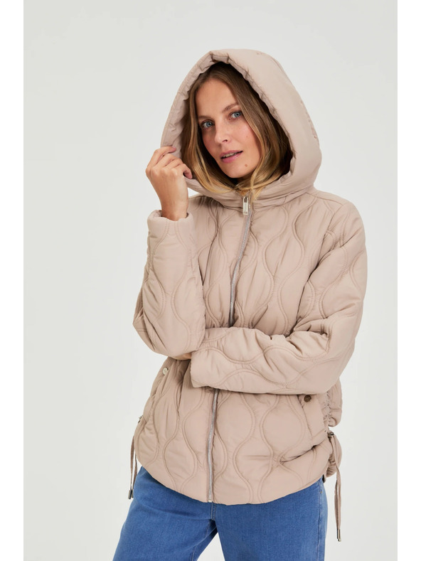 Moodo Стегнато яке с качулка бежово Moodo