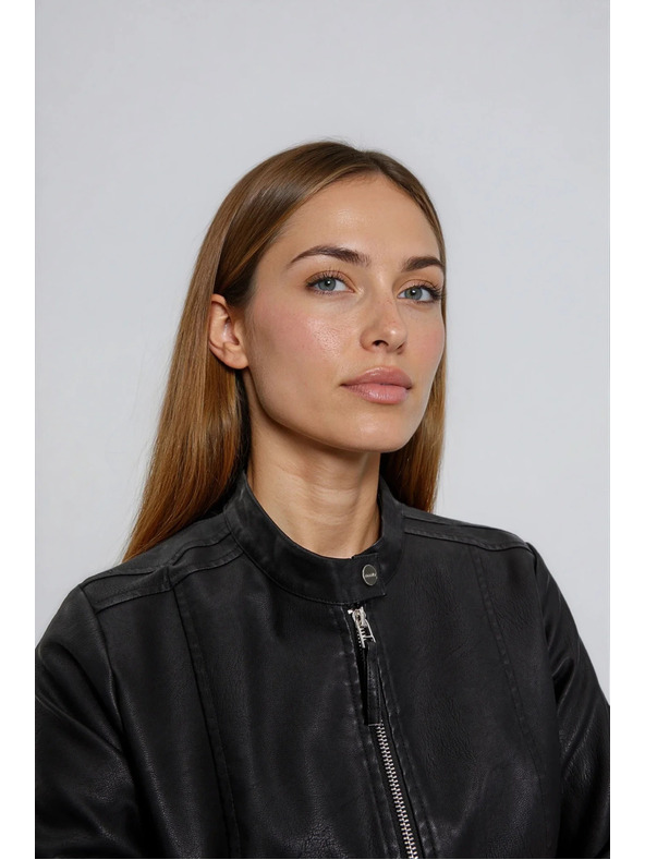 Moodo Черно яке от изкуствена кожа Moodo