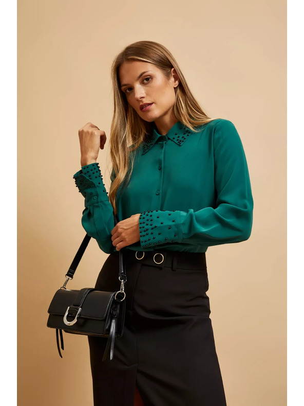 Moodo Черна чанта през рамо със сребърна катарама Moodo