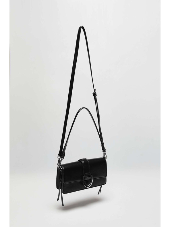 Moodo Черна чанта през рамо със сребърна катарама Moodo