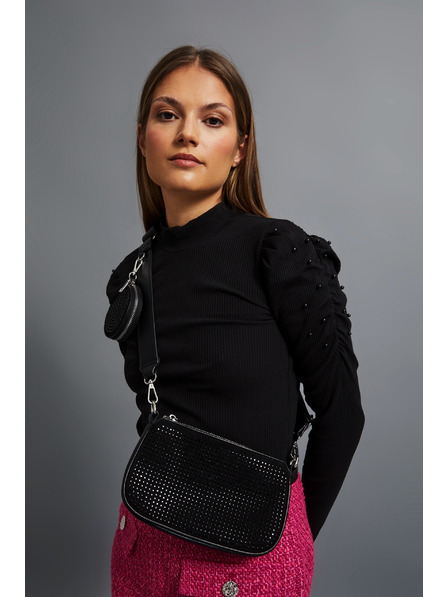 Moodo Черна чанта през рамо с цип Moodo