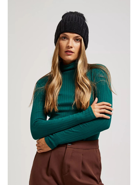 Moodo Шапка с помпон, декорирана с пайети черна Moodo