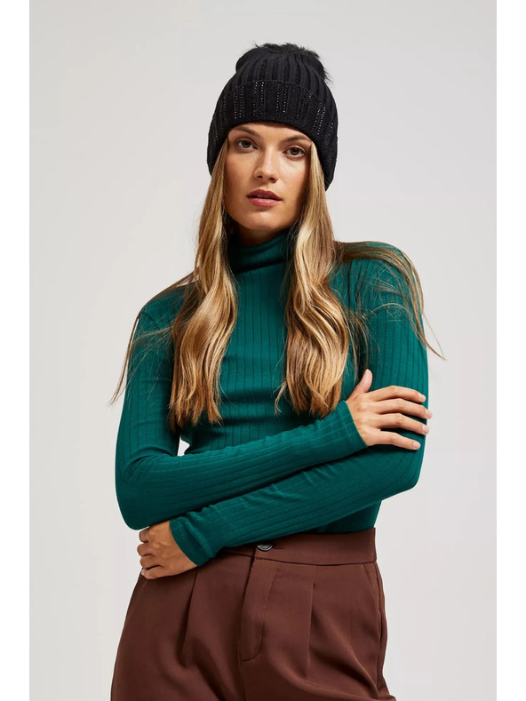 Moodo Шапка с помпон, декорирана с пайети черна Moodo