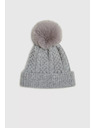 Moodo Шапка с кожен помпон сива Moodo