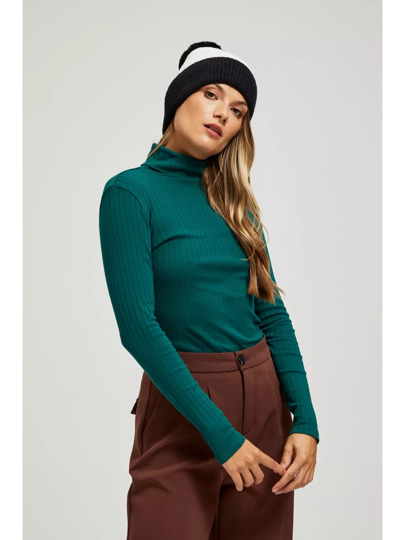 Moodo Шапка с помпон черно-бяла Moodo