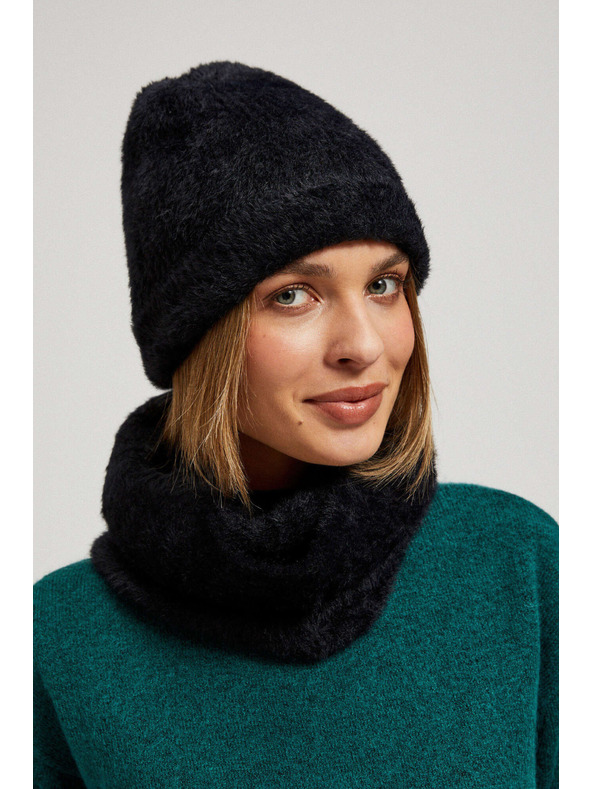 Moodo Топла кожена шапка черна Moodo